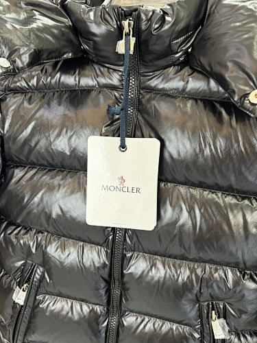 Moncler Glossy Hooded Puffer Jacket with Stand Collar
