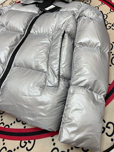 Glossy Black Hooded Puffer Jacket