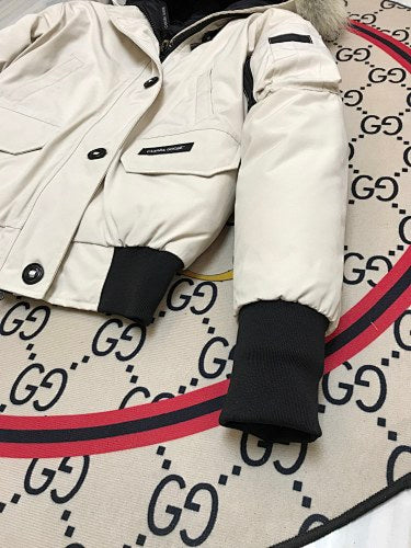 Canada Goose Black Button-Front Hooded Bomber Jacket