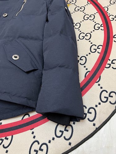 Moose Knuckles Navy Blue White-Trim Hooded Puffer Parka