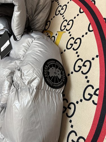 Canada Goose Metallic Silver Hooded Puffer Jacket