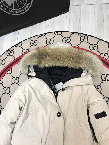Canada Goose Black Button-Front Hooded Bomber Jacket