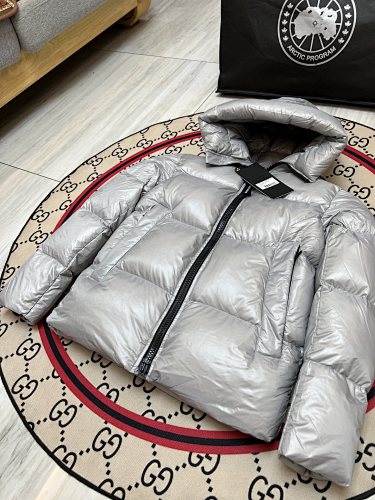 Glossy Black Hooded Puffer Jacket