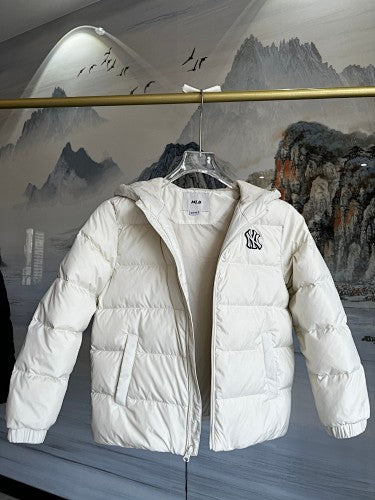MLB NY Logo Hooded Puffer Jacket with Oversized Back Graphic