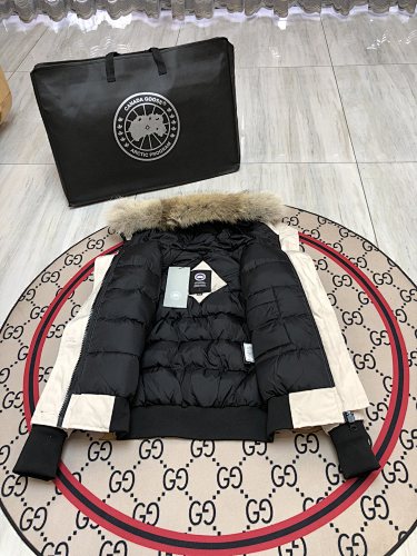 Canada Goose Black Button-Front Hooded Bomber Jacket