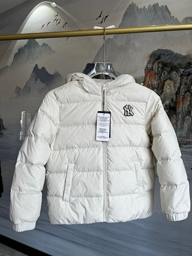 MLB NY Logo Hooded Puffer Jacket with Oversized Back Graphic