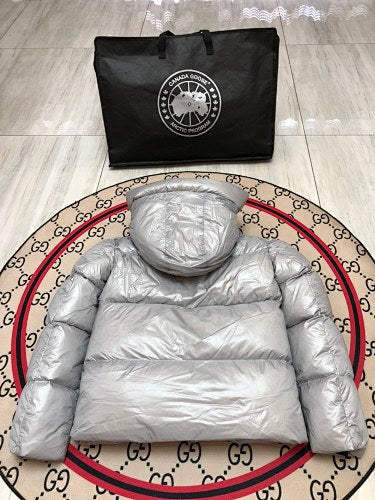 Glossy Black Hooded Puffer Jacket