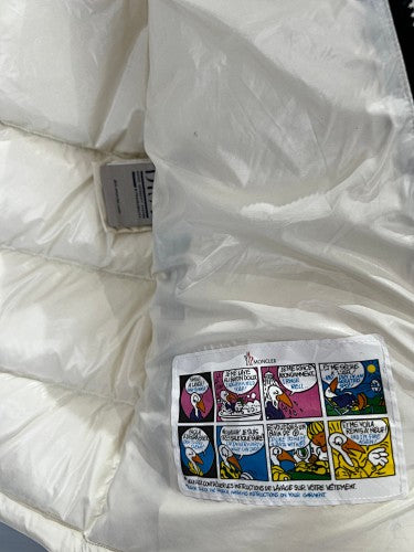 Moncler Ivory White Glossy Hooded Puffer Jacket