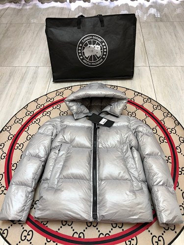 Glossy Black Hooded Puffer Jacket