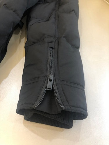 Moose Knuckles Black Long Hooded Parka with Grey Textured Trim