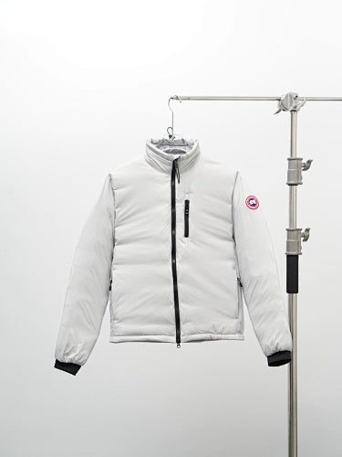 Canada Goose White Zip-Chest Stand-Collar Puffer Jacket