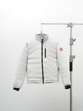 Canada Goose White Zip-Chest Stand-Collar Puffer Jacket