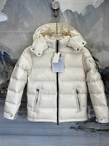 Moncler Glossy Hooded Puffer Jacket with Stand Collar