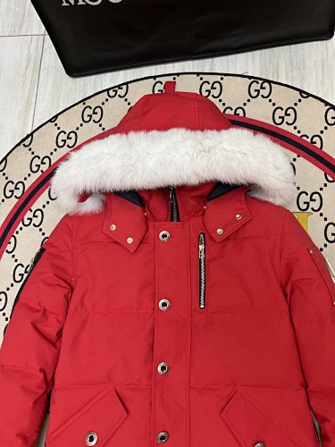Moose Knuckles Red White-Trim Hooded Puffer Parka