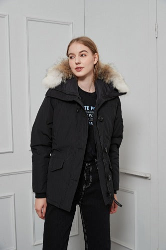Canada Goose Button-Front Hooded Parka with Textured Trim