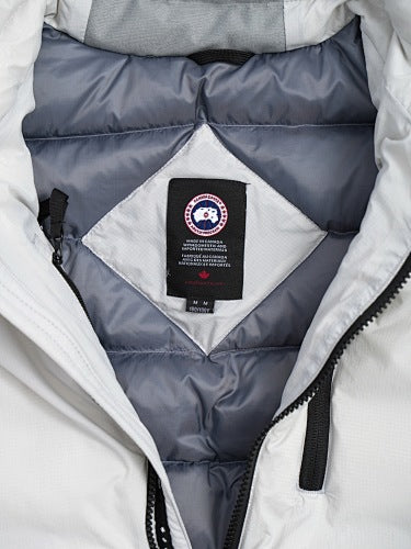 Canada Goose White Zip-Chest Stand-Collar Puffer Jacket