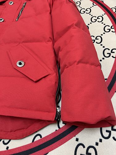 Moose Knuckles Red White-Trim Hooded Puffer Parka