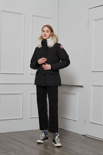 Canada Goose Button-Front Hooded Parka with Textured Trim