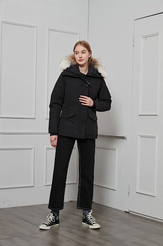 Canada Goose Button-Front Hooded Parka with Textured Trim