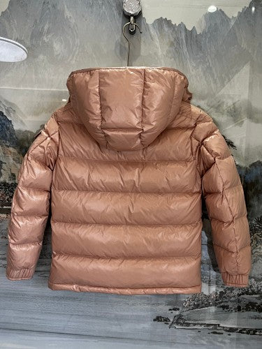 Moncler Rose Gold Glossy Hooded Puffer Jacket