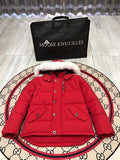 Moose Knuckles Red White-Trim Hooded Puffer Parka