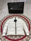 Moose Knuckles White Glossy Stand-Collar Puffer Jacket