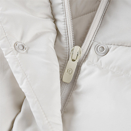 Lululemon Ivory White Tonal-Logo Hooded Puffer Jacket