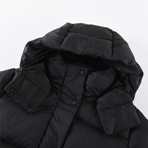 lululemon Black Cropped Hooded Puffer Jacket