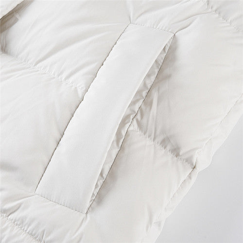 Lululemon Ivory White Tonal-Logo Hooded Puffer Jacket