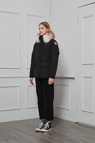 Canada Goose Button-Front Hooded Parka with Textured Trim