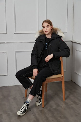 Canada Goose Button-Front Hooded Parka with Textured Trim