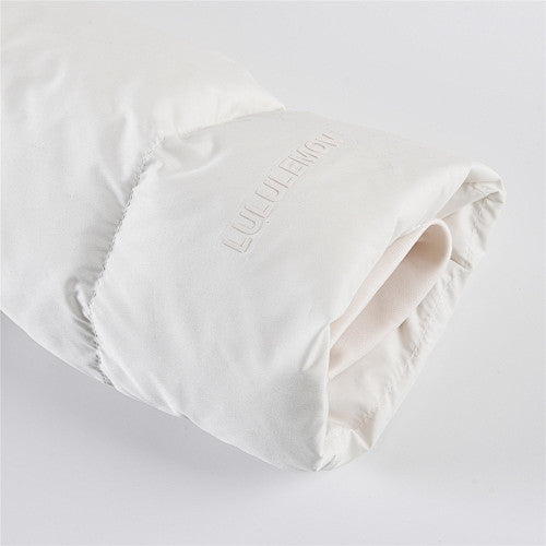 Lululemon Ivory White Tonal-Logo Hooded Puffer Jacket