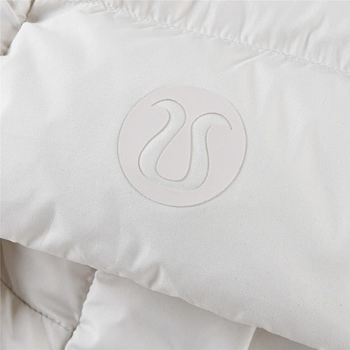 Lululemon Ivory White Tonal-Logo Hooded Puffer Jacket