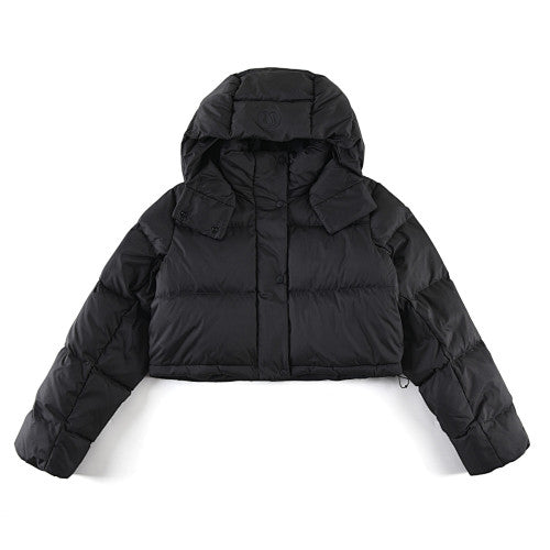lululemon Black Cropped Hooded Puffer Jacket