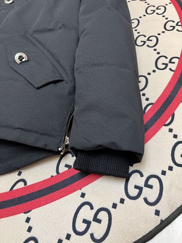 Moose Knuckles Black Hooded Parka with Textured Trim