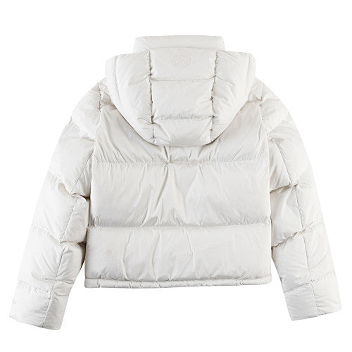 Lululemon Ivory White Tonal-Logo Hooded Puffer Jacket
