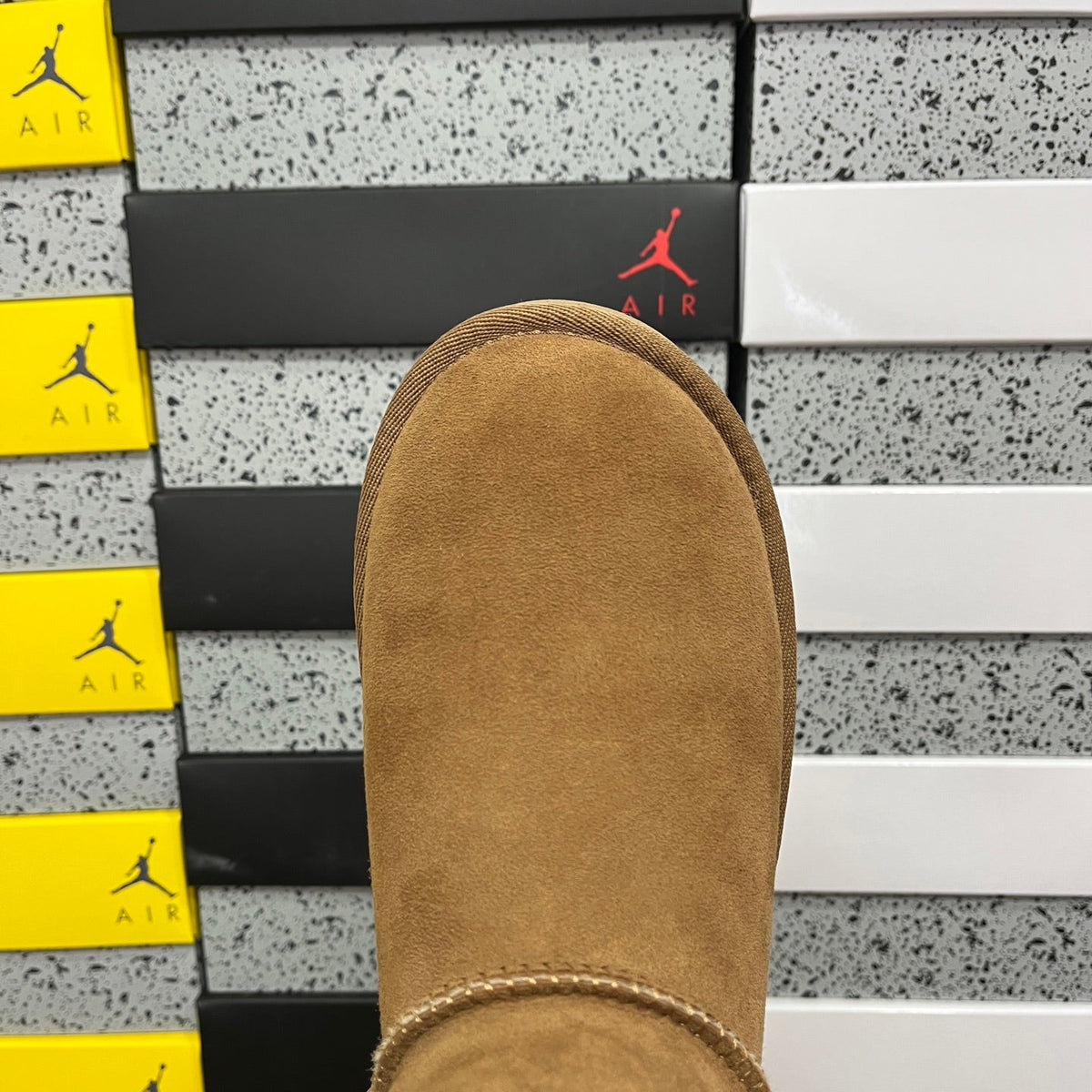 UGG Classic Mini Pull-On Boot – Suede Ankle Boot with Shearling Cuff & Tonal Outsole in Chestnut
