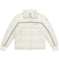 Moncler Off-White Quilted Puffer Jacket with Black Stripe Trim