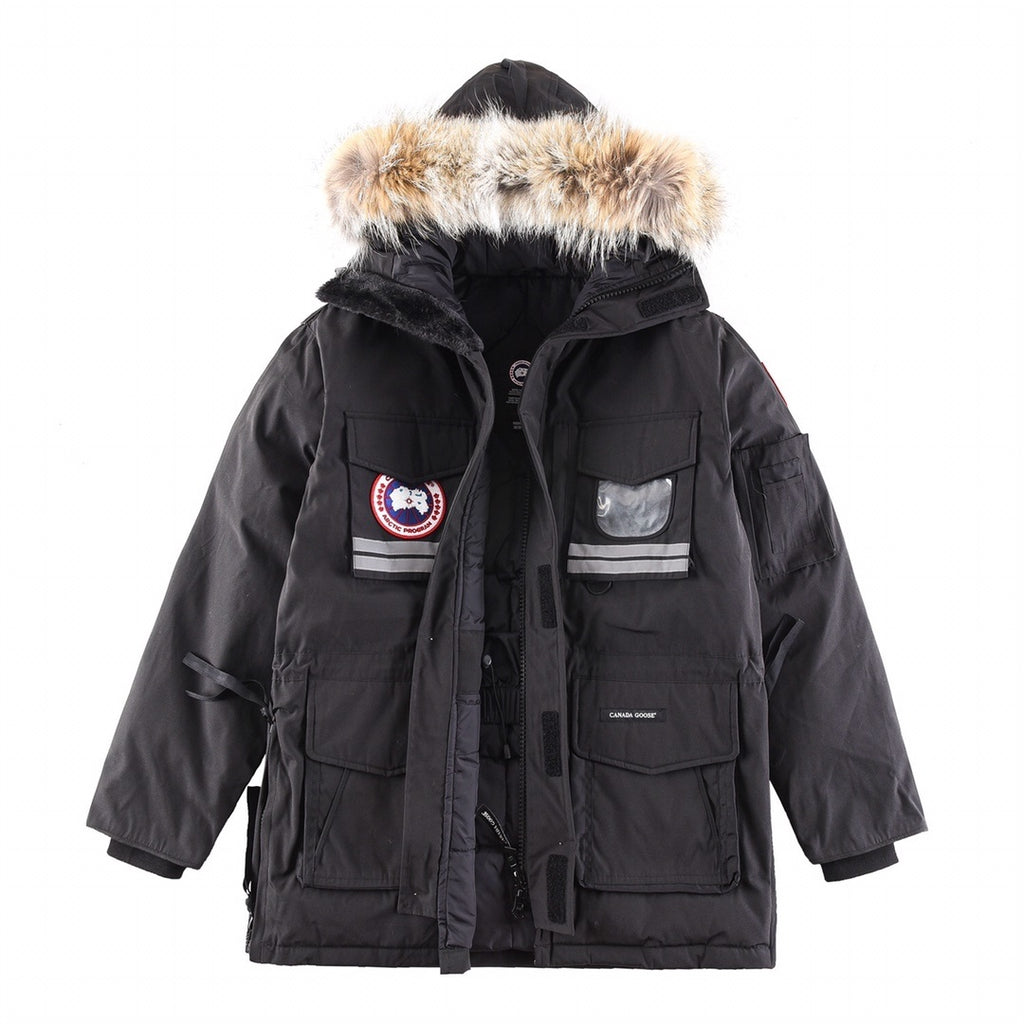 Canada Goose Black Hooded Utility Parka with Multiple Pockets
