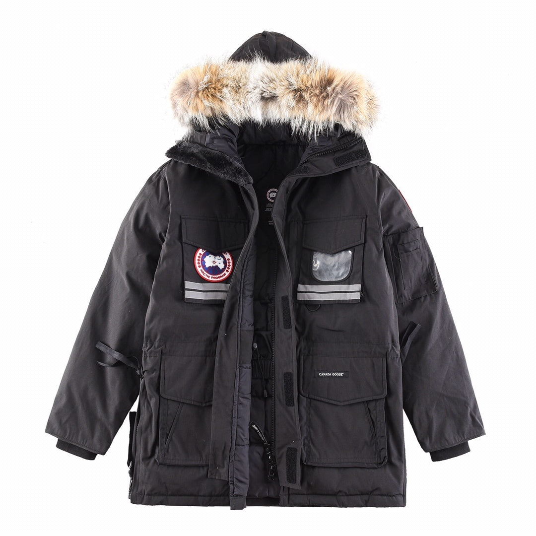 Canada Goose Black Hooded Utility Parka with Multiple Pockets