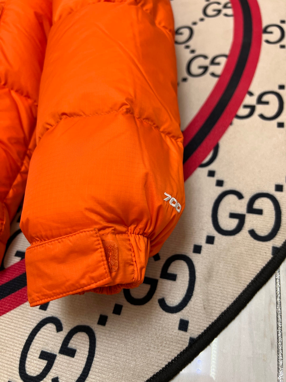 The North Face Men's Orange & Black Colorblock Puffer Jacket
