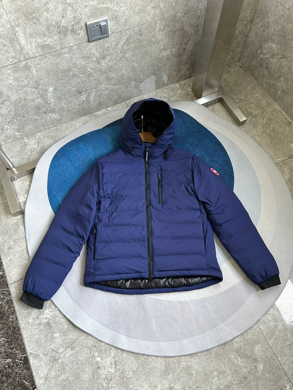 Canada Goose Navy Hooded Quilted Puffer Jacket