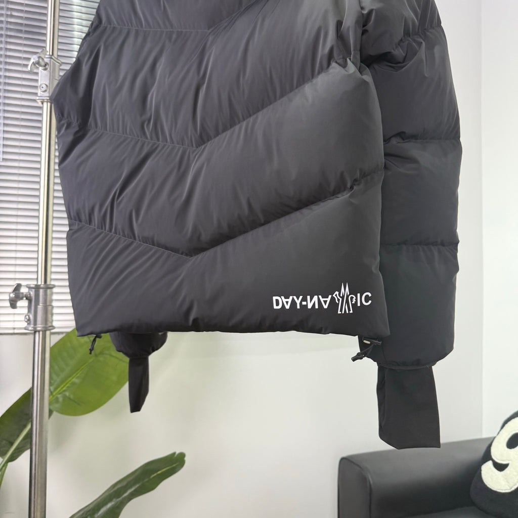 Moncler Black Hooded Puffer Jacket with Extended Cuffs