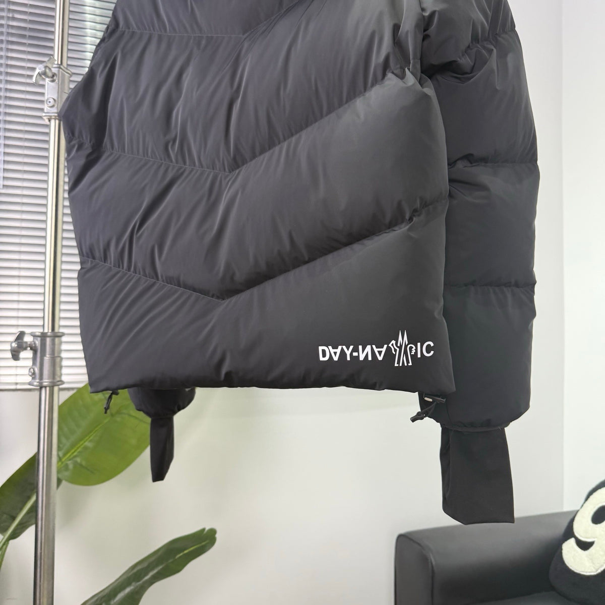 Moncler Black Hooded Puffer Jacket with Extended Cuffs