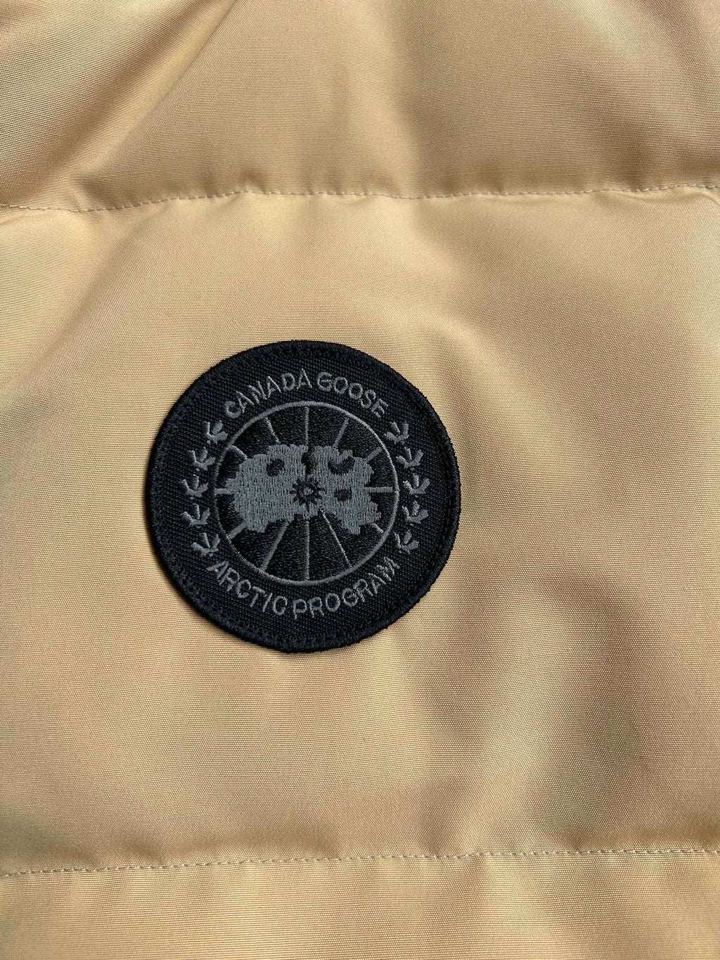 Canada Goose Sand Beige Black-Patch Puffer Vest