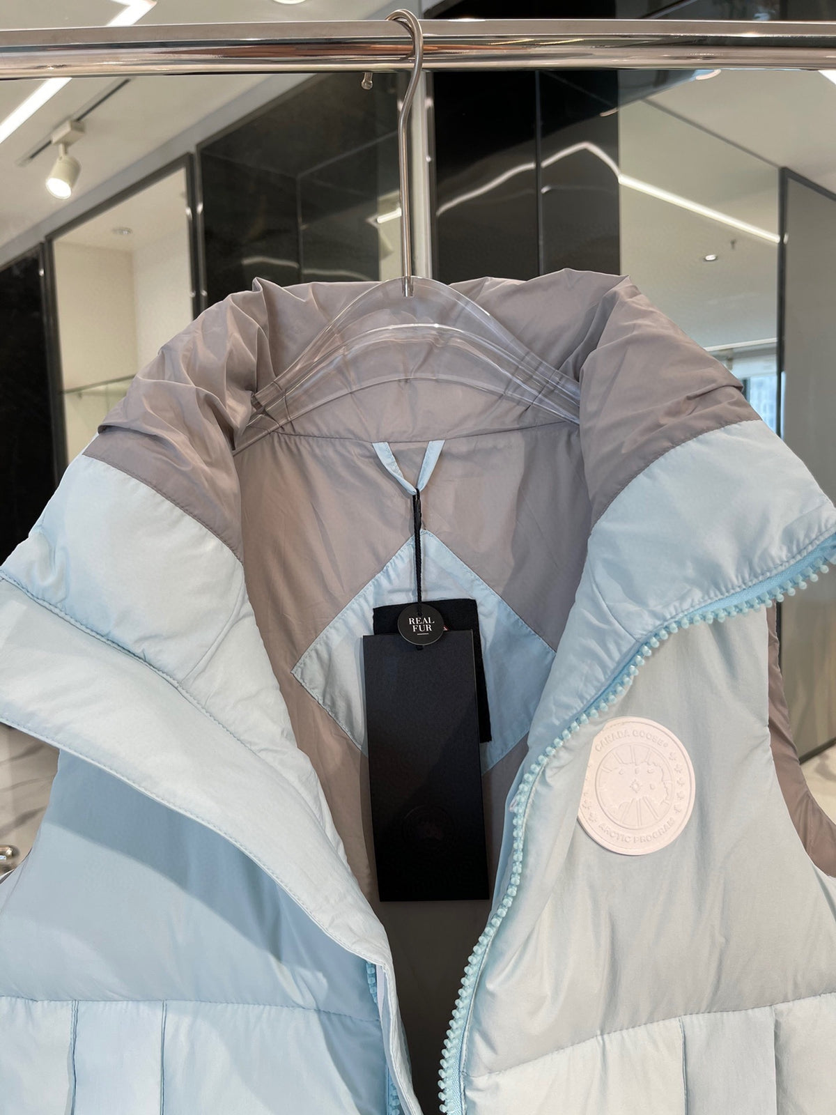 Canada Goose Ice Blue White-Logo Stand-Collar Puffer Vest