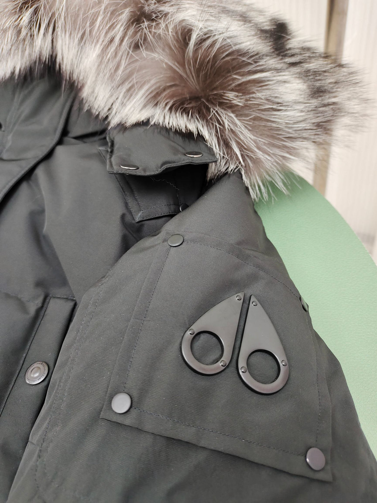 Moose Knuckles Long Hooded Puffer Parka with Plush-Look Trim