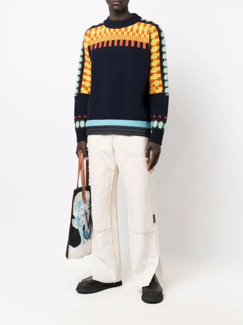 sacai intarsia-knit jumper