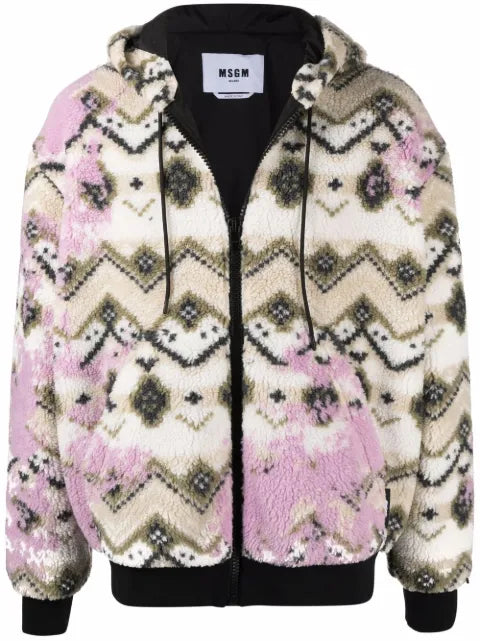 MSGM geometric print hooded jacket