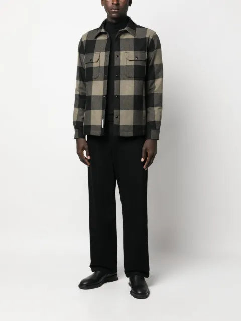Woolrich plaid-check quilted shirt jacket